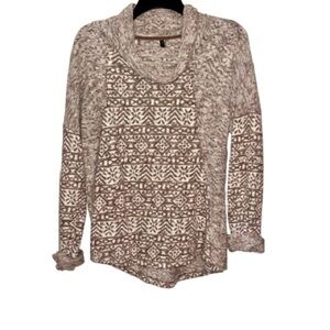 North River Womens Jacquard French Terry Cowl Neck Long Sleeve Shirt Sz L